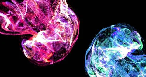 Image of multicolored dots forming wave patterns against abstract background 写真素材