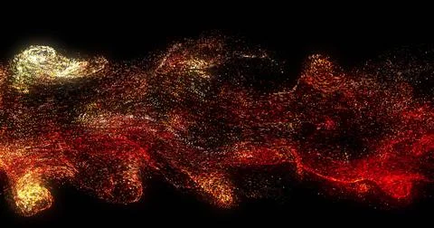Image of multicolored particles forming dynamic waves against black background Stock Photos