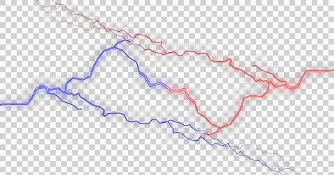 Image of multicoloured electric strikes exploding on white background Stock Illustration