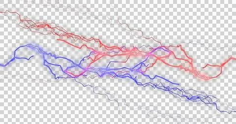 Image of multicoloured electric strikes exploding on white background Stock Illustration