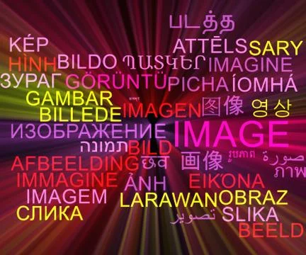 Image multilanguage wordcloud background concept glowing Stock Illustration