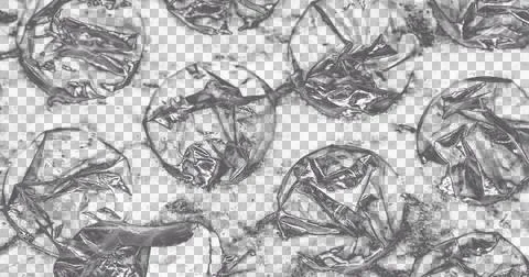 Image of multiple and silver backgrounds and textures moving over transparent Ilustração Stock