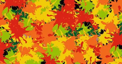 Image of multiple autumn leaves falling on orange background Stock Illustration