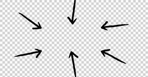 Image of multiple black arrows in circle pointing inwards on white background Stock Illustration
