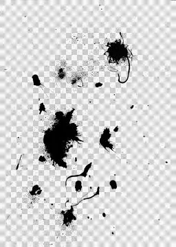 Image of multiple black ink or paint marks and splashes Stock Photos