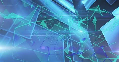 Image of multiple blue shapes floating on blue background Illustrazione stock