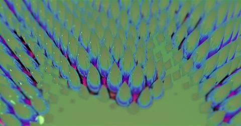 Image of multiple colourful brushes moving in formation and changing colours Stock Illustration