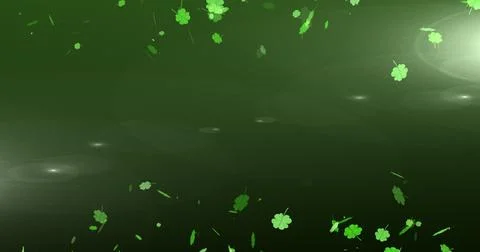 Image multiple floating green shamrocks on top and bottom 库存插图