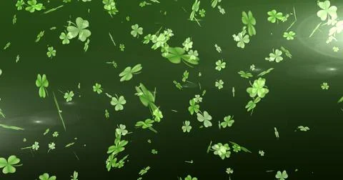 Image multiple floating green shamrocks 库存插图