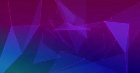 Image of multiple networks of connections over gradient blue to pink background Illustrazione stock