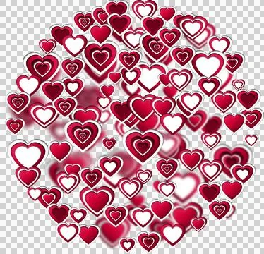 Image of multiple red and white hearts forming globe Stock Photos