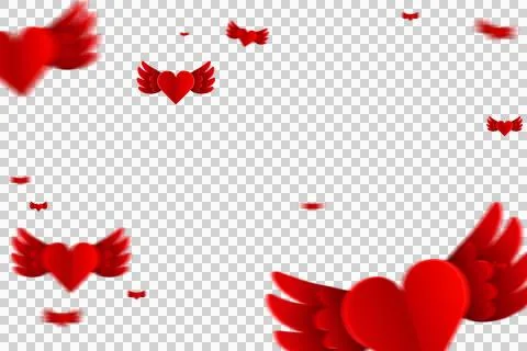Image of multiple red hearts with wing flying Stock Photos