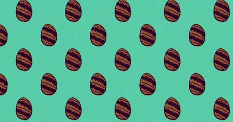 Image of multiple rows of patterned brown Easter eggs moving in formation in 스톡 일러스트