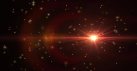 Image of multiple stars and light spots on black background Stock Illustration