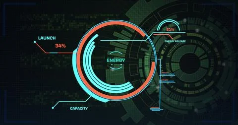 Image of multiple text, changing numbers and loading circles over abstract Stockfoto's