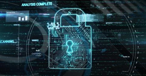 Image of multiple texts, graph and circuit board pattern in padlock against.. Stock Photos