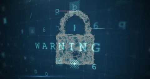 Image of multiple texts over dots forming padlock, letters, numbers and symbols Foto stock