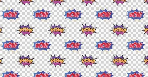 Image of multiple vintage comic cartoon speech bubbles with Boom! text moving Illustrazione stock