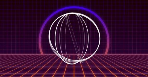 Image of multiple white circles spinning on seamless loop with pink to purple イラスト素材