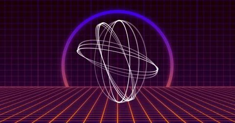Image of multiple white circles spinning on seamless loop with pink to purple イラスト素材