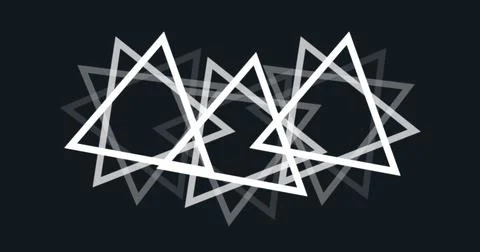 Image of multiple white triangles spinning on seamless loop over black Illustration