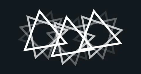 Image of multiple white triangles spinning on seamless loop over black Illustration