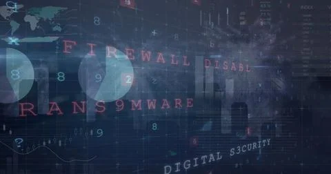 Image of multiple words, alphabets, numbers and symbols over infographic Stock Photos