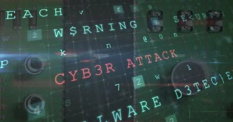 Image of multiple words and numbers over a microprocessor Stock Photos
