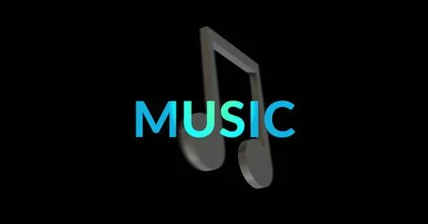 Image of music text and note moving on black background Stock Photos