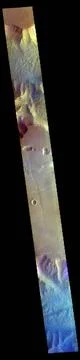 This image from NASA s 2001 Mars Odyssey spacecraft shows a false color im... Stock Photos