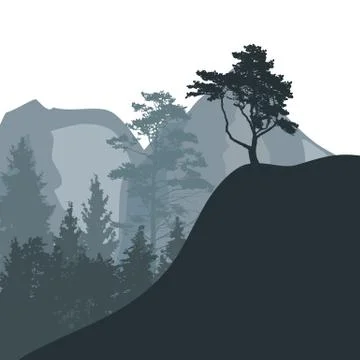 Image of Nature. Tree Silhouette. Vector Illustration Illustrazione stock