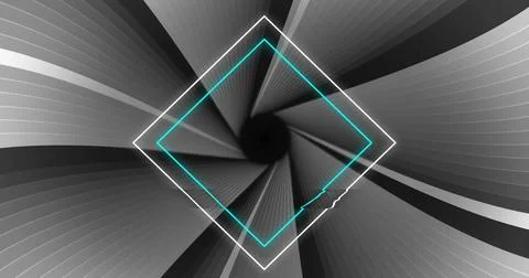 Image of neon diamonds over grey patterned background Stock Illustration