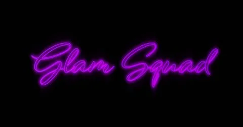 Image of neon glam squad on black background Stock Illustration