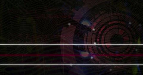 Image of neon lines and scope scanning over black background Stock Illustration