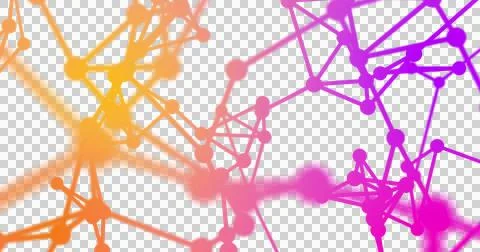 Image of neon network of connections spinning over transparent background Ilustração Stock