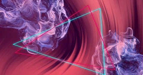 Image of neon pattern over light trails background Stock Illustration