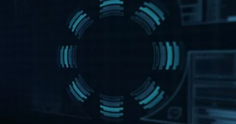 Image of neon qr code with lines over data processing and scope scanning on Stock Illustration