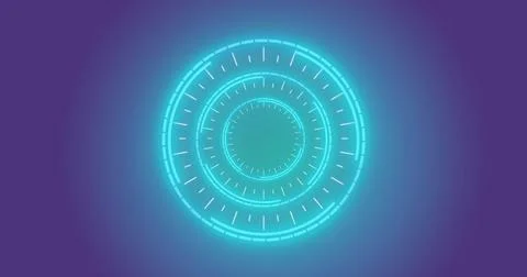 Image of neon scope scanning on blue background Stock Photos