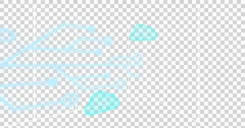 Image of neon shapes with data processing over cloud icons on transparent Stock Illustration