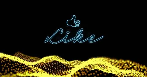 Image of like neon text and data processing over black background 写真素材