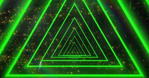 Image of neon triangles over light spots Stock Photos