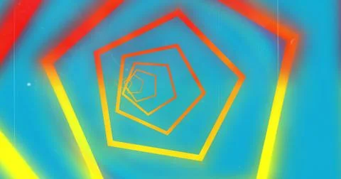 Image of neon vibrant pattern over blue background Stockfoto's