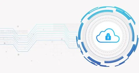 Image of network of connections and cloud with padlock on white background Illustrazione stock