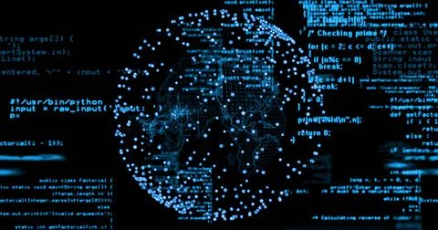 Image of network of connections and data processing over spinning globe Stock Illustration