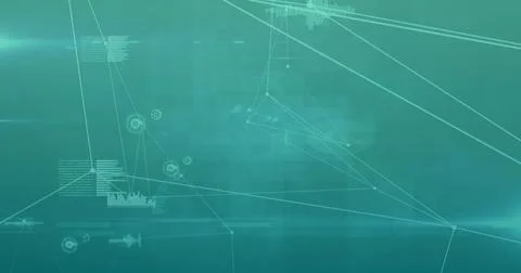 Image of network of connections and data processing against green gradient 스톡 일러스트