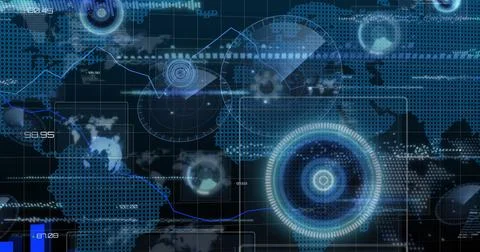 Image of network of connections and data processing over world map 스톡 일러스트