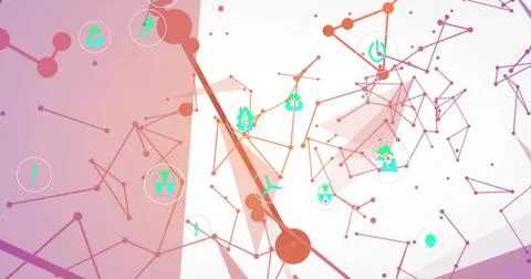 Image of network of connections and data processing Illustrazione stock