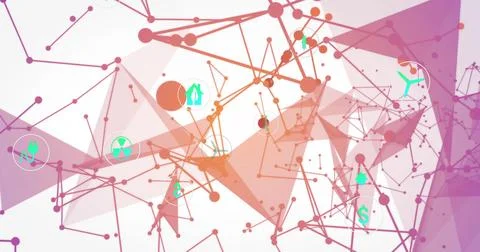 Image of network of connections and data processing Stock Illustration