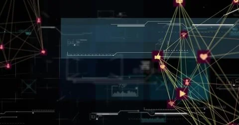 Image of network of connections and data processing over globe Illustrazione stock
