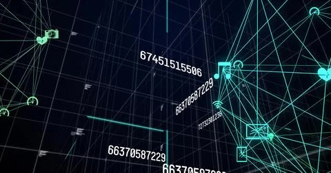 Image of network of connections and data processing over globe イラスト素材